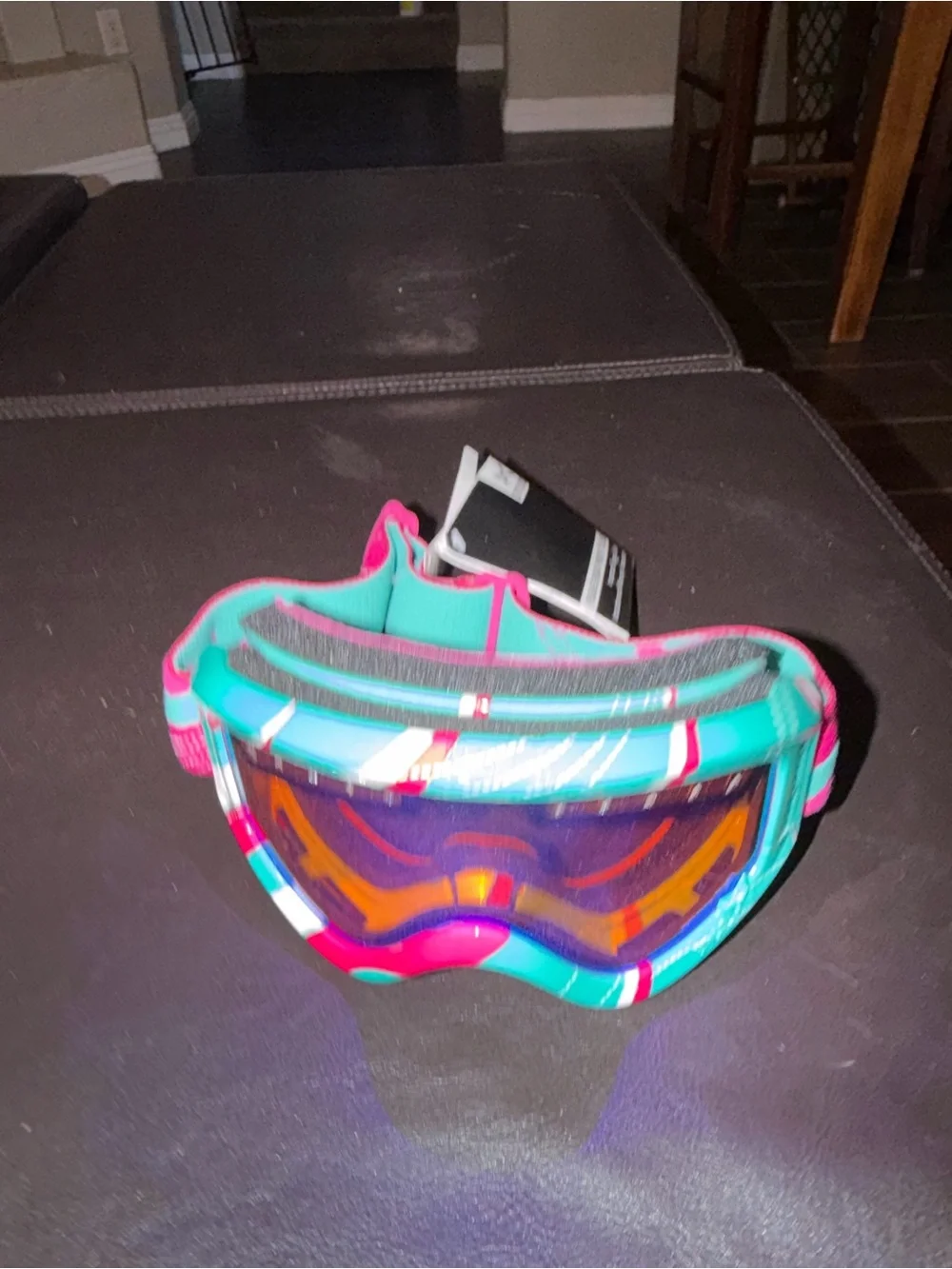 Teal and Pink Ski Goggles with Mirrored Lens